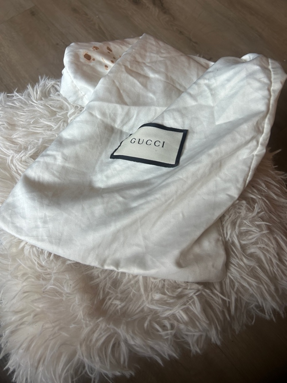 Gucci White Logo Dust Pouch with Black Trim